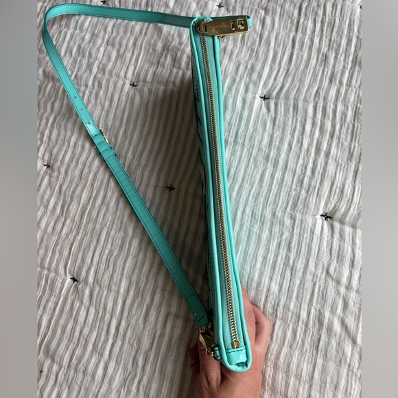 Burberry Prorsum stitch crossbody clutch teal stripe bag. Rare find!! - Picture 9 of 11